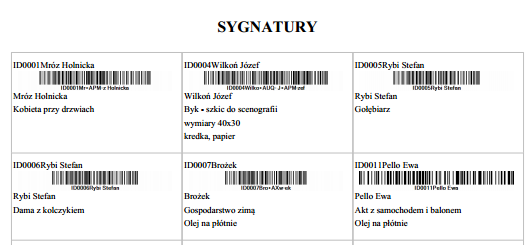 Aplikacja dzieła sztuki katalog